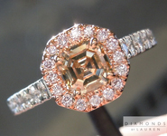 SOLD.... Brown Diamond Ring: .75ct Asscher Cut Fancy Yellowish Brown SI1 Pink Diamond Halo R4426