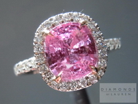 SOLD.....Pink Sapphire and Diamond Ring: 2.10 Pink Sapphire set into handmade halo Diamond Ring R4351