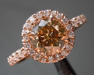SOLD.......Brown Diamond Ring: 1.22ct Fancy Yellow Brown SI1 Round Brilliant Rose Gold Halo R4501