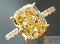 SOLD....Yellow Diamond Ring: 3.02ct Fancy Brownish Yellow Cushion Cut  Ring GIA R4513