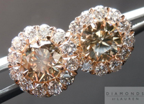 SOLD.....Brown Diamond Earrings: 1.32cts Fancy Brown Diamond Halo Earrings 18Karat Rose Gold R4503