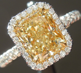 SOLD...Yellow Diamond Ring: 1.68ct Fancy Light Yellow VS1 Radiant Cut GIA Hand Forged Halo R4345
