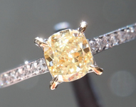 SOLD...Yellow Diamond Ring: .51ct Fancy Yellow Cushion Cut VS2 GIA Dainty Ring R4640