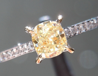 Yellow Diamond Ring: .51ct Fancy Yellow Cushion Cut VS2 GIA Dainty Ring R4640