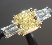 Yellow Diamond Ring: 1.26ct Fancy Light Yellow VS2 Radiant Cut GIA Three Stone Ring R4604