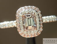 Pink Diamond Ring: .36ct Light Pink SI2 Emerald Cut GIA Pink Diamond Halo Ring R4817