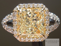 SOLD...Yellow Diamond Ring: 2.12ct W-X VS2 Radiant Cut GIA Diamond Halo Split Shank Ring R4316