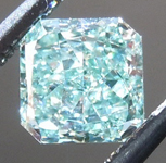 SOLD.....Blue-Green Diamond: .44ct Fancy Intense Blue-Green SI1 Radiant Cut GIA Amazing Color R4913