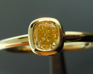 Yellow Diamond Ring: .36ct Fancy Yellow VVS2 Cushion Cut GIA Bezel Set Ring R4897