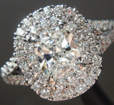 SOLD....Colorless Diamond Ring: .53ct E VS1 Cushion Cut GIA Split Shank Double Halo R4958