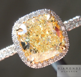 SOLD....Yellow Diamond Ring: 1.71ct Fancy Light Yellow VS1 Cushion Cut GIA Halo Ring R4981