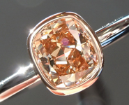 SOLD...Diamond Ring: .86ct Fancy Orange-Brown SI1 Cushion Cut GIA Bezel Set Ring R4965