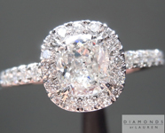 Colorless Diamond Ring: .72ct F SI1 Cushion Cut GIA Platinum Halo Ring R5092