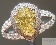 Yellow Diamond Ring: 1.01ct Fancy Intense Yellow SI2 Pear Shape Split Shank Halo GIA Special Price R1086