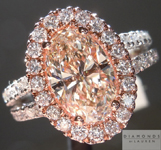 Diamond Halo Ring: 2.20ct K, Faint Brown VS1 Oval Shape GIA Split Shank Halo R5198