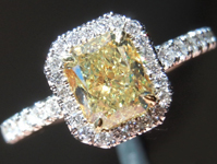 SOLD....Yellow Diamond Ring: .90ct Fancy Yellow VS2 Radiant Cut GIA Halo Ring R5284
