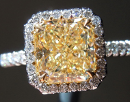 SOLD.....Yellow Diamond Ring: 2.01ct Y-Z VVS2 Radiant Cut GIA Hand Forged Halo Ring R5303