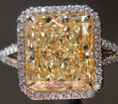 SOLD....Yellow Diamond Ring: 3.85ct U-V SI2  Radiant Cut GIA Uber Halo Ring R5360