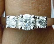 SOLD...Colorless Diamond Ring: .75ctw G SI2 Round Brilliant Three Stone Ring Trade In Special R3751