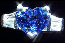 SOLD....Sapphire and Diamond Ring- 2.41ct Heart Sapphire Baguette Diamond Ring R1203 