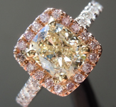SOLD...Yellow Diamond Ring: 1.08ct O-P SI2 Cushion Cut Diamond Halo Ring GIA R5498