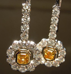 SOLD....Orange Diamond Earrings: .39ctw Fancy Intense Yellow-Orange Asscher Cut Dangles R5532