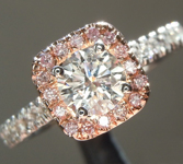 SOLD...Diamond Ring: .53ct F I1 Round Brilliant Pink Diamond Halo Ring R5630