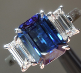 SOLD....Sapphire Ring: 3.02ct Blue Emerald Cut Sapphire and Diamond Ring R5751