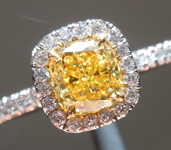 SOLD...Yellow Diamond Ring: .79ct Fancy Intense Yellow SI2 Cushion Cut GIA Hand Forged Halo R5870