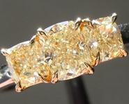 SOLD...Yellow Diamond Ring: 1.30ctw Fancy Yellow VS Cushion Cut Three Stone Diamond Ring R6114