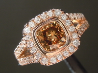 SOLD.....   Brown Diamond Ring: 1.04ct Fancy Yellow Brown SI1 Cushion Cut Diamond Halo Ring R6145