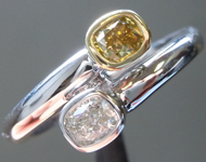 SOLD...Diamond Ring: .46ctw Fancy Deep Green Yellow and Colorless Cushion Diamond Ring R6279