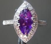 SOLD......Gemstone Ring: .95ct Marquise Amethyst and Diamond Halo Ring R6330
