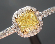 0.48ct Yellow SI1 Cushion Diamond Ring R6576