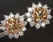 SOLD.....Diamond Earrings: 1.41cts Fancy Brownish Yellow VS Round Brilliant Diamond Earrings R6755