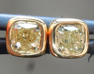 SOLD....Yellow Diamond Earrings: .62ctw Fancy Light Yellow SI2 Cushion Cut Diamond Earrings R6709