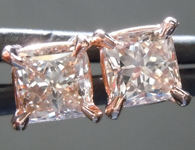 SOLD....Diamond Earrings: 1.07ctw Fancy Light Pinkish Brown SI1 Princess Cut Diamond Earrings R6994