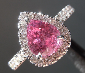 SOLD....Sapphire Ring: 1.57ct Pink Pear Shape Sapphire and Diamond Halo Ring R6800