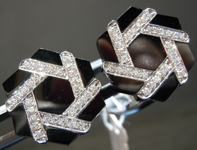 Cuff Links: 18Karat White Gold Onyx and Diamond Gent's Cuff Links R7098