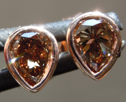 SOLD.......Brown Diamond Earrings: .67cts Fancy Orange Brown VS Pear Brilliant Diamond Earrings R6789