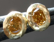 .37ctw Orangy Yellow SI Oval Diamond Earrings R8199