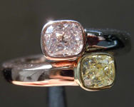 SOLD.....1.04ctw Yellow and Pink Cushion Cut Diamond Ring R8255
