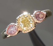 0.66ctw Natural Yellow and Pink Diamond Ring R8371