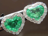 SOLD....1.74cts Heart Shape Emerald Earrings R8453