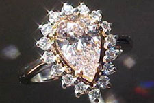 SOLD.....Halo Ring: GIA 1.12ct Light Pink Pear Diamond Halo/Cluster Ring R1489