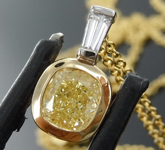 SOLD...0.63ct Yellow VS Cushion Cut Diamond Necklace R9880