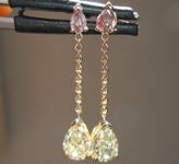 1.06cts Pear Shape Pink and Yellow Diamond Earrings R10091
