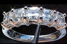 Diamond Wedding Band-1.25ctw 5-Diamond Asscher Ring