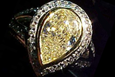 SOLD.....Ring- 2.73ct Light Yellow Pear Shape Diamond Halo Ring R1590 