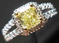 SOLD.... Halo Diamond Ring: .90carat VS2 Square Radiant Cut Fancy Intense Yellow Diamond R1704